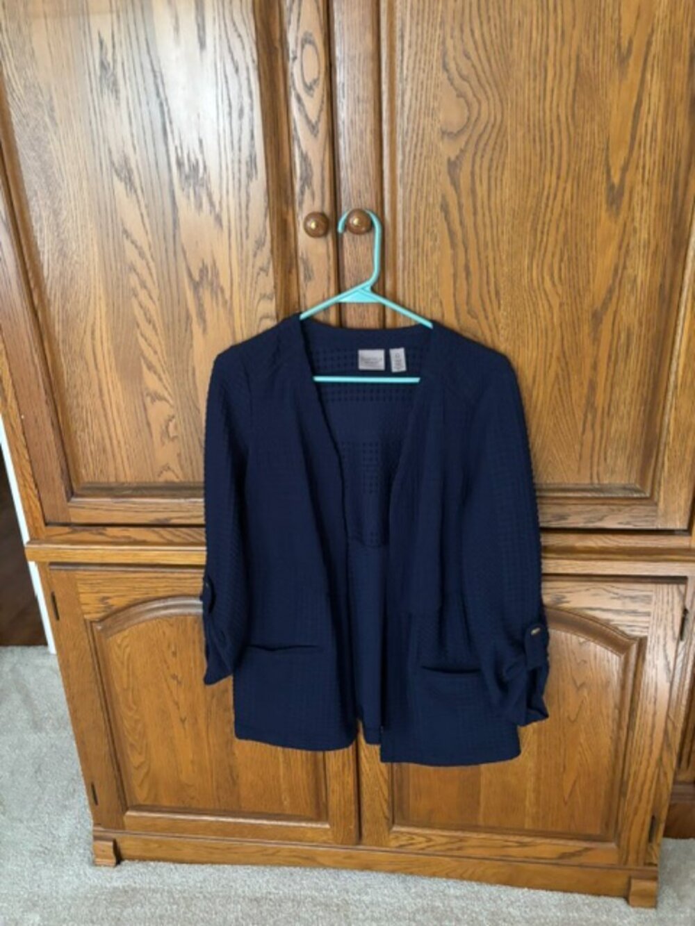 chico's lightweight navy long jacket
